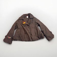 Catimini Coat Short Girls 8 Girls Brown Wool Blend Jacket Y2K Peplum Fairy