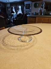 9" Diameter Glass Cake Stand with Gold Rim, 3" Tall - Pre-owned