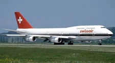 Boeing 747 B-747-300 SwissAir Desktop Wood Airplane New Model Small Scale 1/200