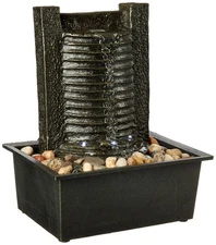 Indoor Water Fountain With LED Lights- Lighted Waterfall Tabletop Fountain With