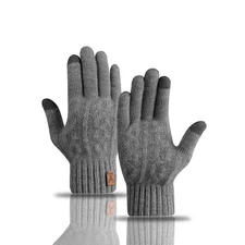 Mens Winter Snow Gloves Touchscreen Windproof Warm Thick Knit Thermal Wool