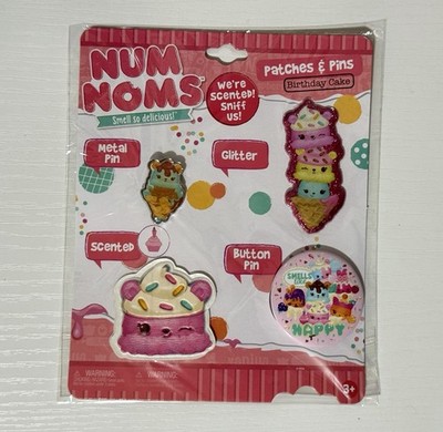 Num Noms Scented Patches/Pins Birthday Cake Set Smell So Delicious