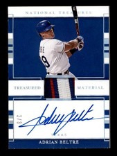 ADRIAN BELTRE 2020 NATIONAL TREASURES SILVER 3-CLR JERSEY PATCH AUTO #2/3 T6954