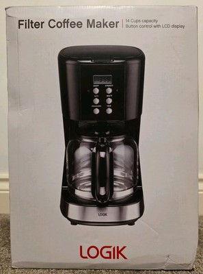 Logik L14DCB19 Schwarz Filterkaffeemaschine mit Digitalanzeige 14 Tassen Automatischer Timer.