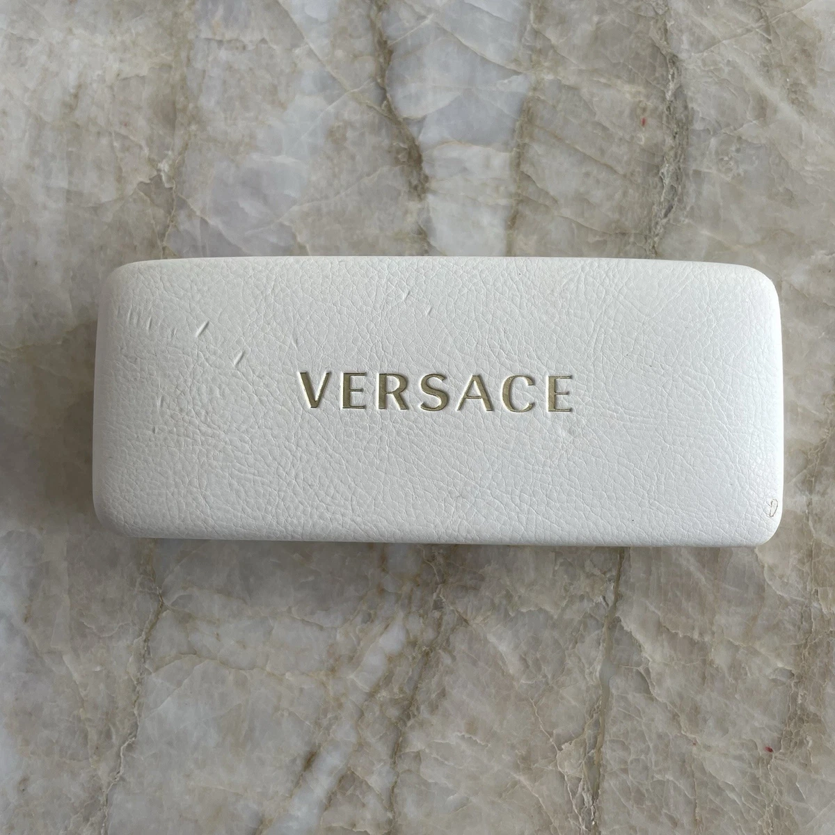 Versace White Leather with Gold Letters Sunglass Case Versace White Leather Eyeglass Sunglasses Case Gold  main image 2
