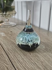 Mundgeblasene Kunstglas Qualle Briefbeschwerer blau schwarz Blase Studioglas