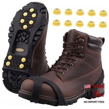 1 Pair Ice Cleats, Stainless Steel Ice Cleats with 10 Steel Studs Cleats Medium