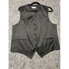 Vesuvio Napoli Mens Black Paisley Jacquard Formal Suit Vest Waistcoat Size M