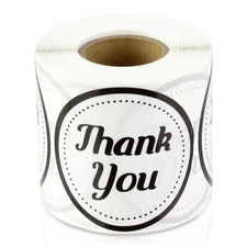 Thank You Stickers (2 inch, Round, Dot Black & White - 300 Labels) Thank You ...