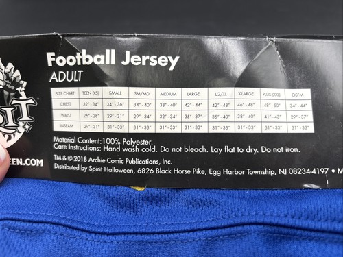 Archie Football Jersey Adult Halloween Costume Medium 0805142 - Picture 4 of 4