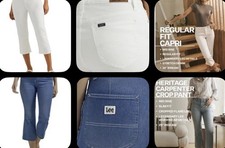 Lee Women's Denim Capri /Soft Gray Or Slim Fit Carpenter Crop Pants 6M, 8M, 14M