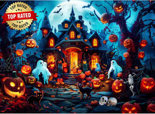 Puzzle for Adults 500 Pieces - Halloween House Jigsaw Puzzle - Moonlight Shining