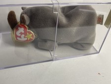 Ty Beanie Baby Spike The Rhinoceros In Protective Case