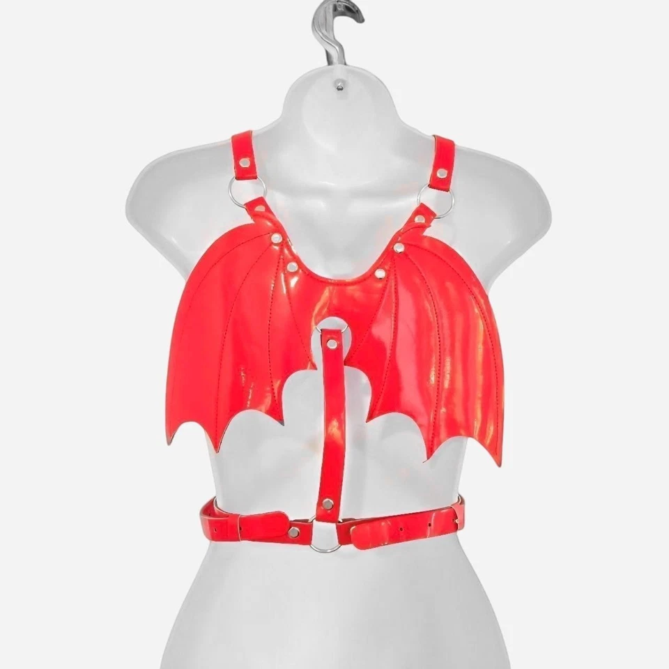 Juego de arnés de juntas tóricas Red Devil con alas y diadema de diablo Foto 4 de 4