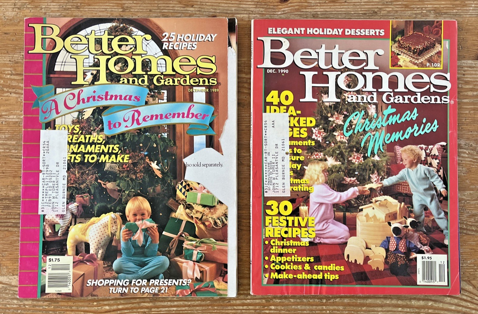 Vintage Better Homes & Gardens Christmas Magazine Lot 1989 1990 Issues Holidays
