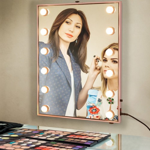 BYOOTIQUE Lighted Hollywood Vanity Mirror 12pcs Dimmable LED Tabletop Wall Mount