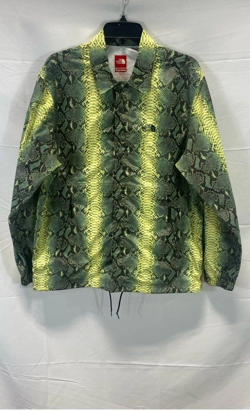 North Face Homme Vert Peau de Serpent Nylon Coaches Jkt Survêtement M Supreme Collab