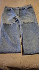 Vintage USA Made Lee Acid Wash Classic Straight Jeans Blue White Denim Men 33x32