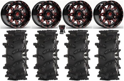 Fuel Lethal 14'' Wheels Red 30'' Outlaw Max Tires Kawasaki Mule Pro FXT  KRX