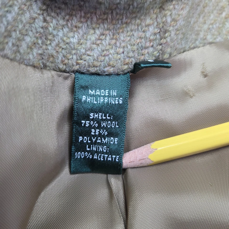 Chaqueta ecuestre Ralph Lauren para mujer mezcla de lana talla 6 marrón forrada en ventana LRL Foto 4 de 4