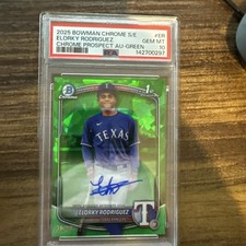 Elorky Rodriguez 2025 Bowman Chrome Sapphire Green  Auto 1st RC /99 PSA 10
