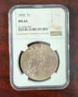 1890 NGC MS 64 MORGAN SILVER DOLLAR