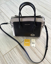 Borsa a tracolla Michael Kors Mercer Belt media in pelle nera grigia borsa messenger