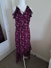 White House Black Market Purple Floral Fit & Flare Midi Dress 2