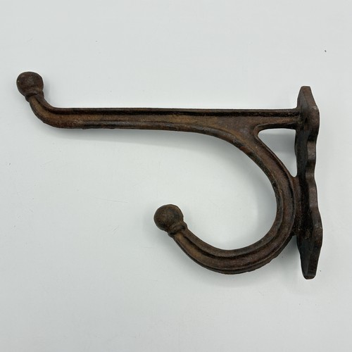 Vintage Style Cast Iron Double Coat Hook Wall Mount Rustic Farmhouse Decor