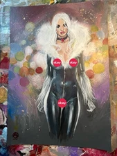 Sexy Black Cat OA Color Pinup Original Art MARK BEACHUM Marvel Comics Spiderman