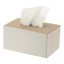Tissue Box Cover, Rectangle Modern Tissue Box Holder (7.5"x4.7"x3.7", White)