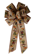 10" Hand Made Wired Scarecrow Harvest Wreath Bow Thanksgiving Fall Autumn Orange