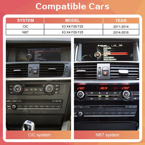 Touchscreen automatico Android 12,3" wireless CarPlay per BMW X3 X4 F25 F26 NBT CIC RT - Foto 2 di 14