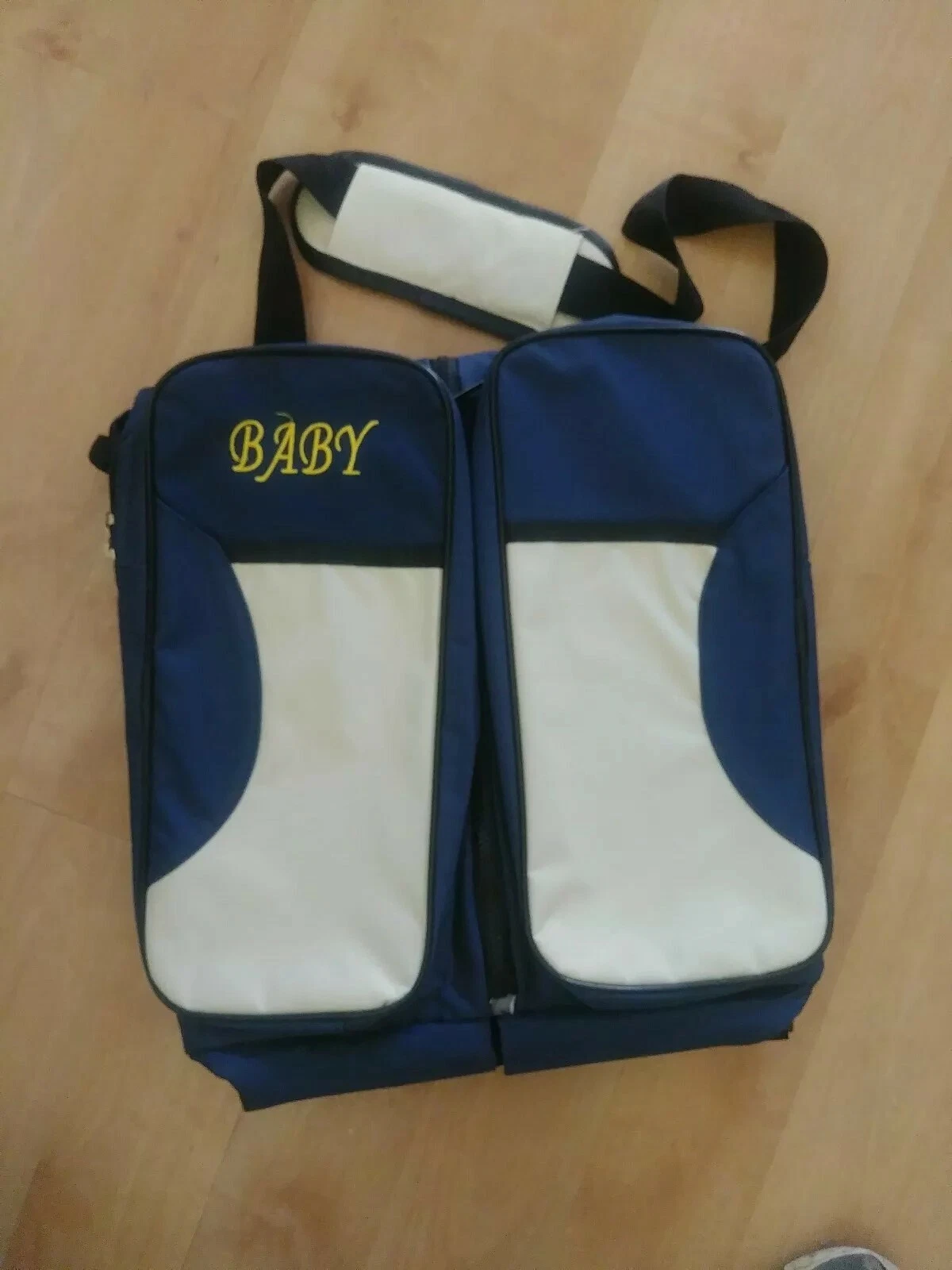 Large Diaper Bag blue/ white w Changing Pad Gently NEW