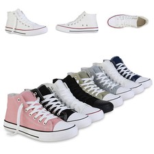 Damen Sneaker High Schnürer Bequeme Basic Stoff Schuhe 838463
