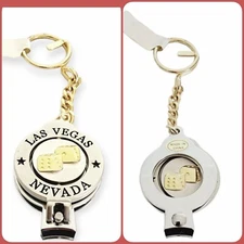 Las Vegas Nail Clippers Keychain Nevada Two Tone Metal Dice Souvenir Keyring New