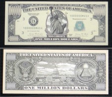 USA 1 Million Dollar 'Miss Liberty' commemorative banknote - UNC & Crisp 