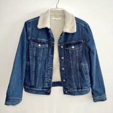 Pac Sun Denim Jean Jacket Faux Sherpa Lined Size Small