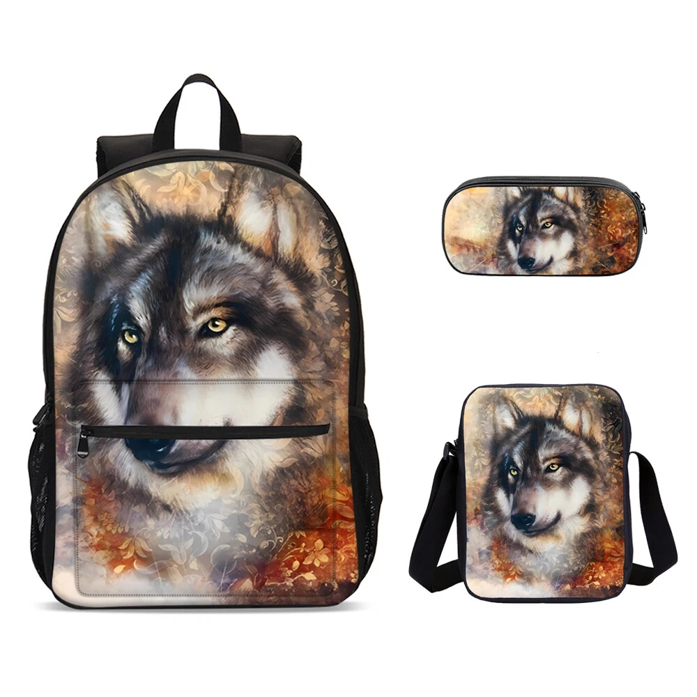 Wild Wolf Animals Backpack Set, Back to School Gift for Kid