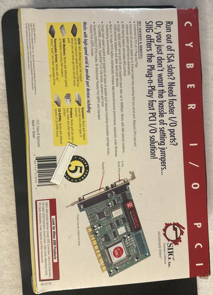 SIIG PCI I/O Card 101842 Serial And Parallel New In Box Old Stock Vintage - Image 2 of 2