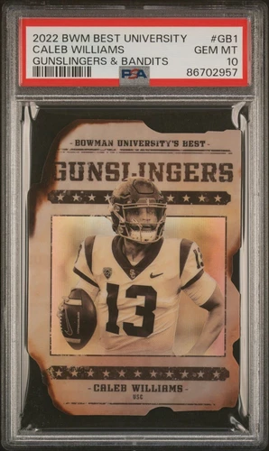 2022 Bowman's Best University #GB1 Caleb Williams Gunslingers & Bandits PSA 10
