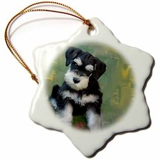 3dRose Miniature Schnauzer 3 inch Snowflake Porcelain Ornament