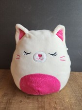 Squishmallow 8" CARMEN the Cat, white with pink Plush Stuffed Animal Toy 