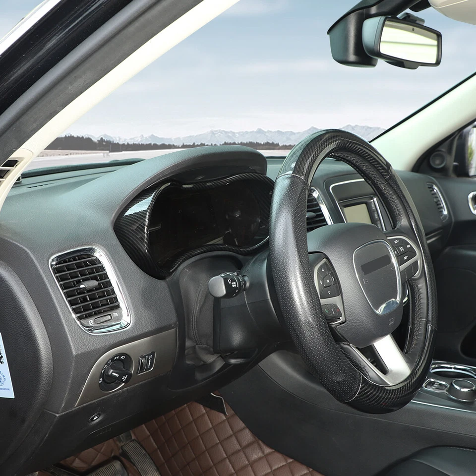 Carbon Fiber Dashboard Instrument Box Cover Trim for Dodge Durango 2014-2020 - Imagem 4 de 4