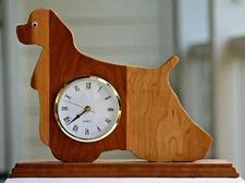 CLOCK,Quartz Shelf/mantel Solid Cherry COCKER SPANIEL (1) AA battery,8 7/8" tall