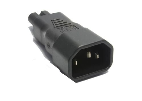 IEC Socket C14 to Figure of Eight Fig 8 C7 Plug Adapter Black Converter Adaptor - Picture 4 of 4