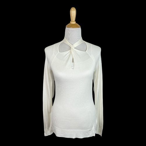 ELS-MK37S57 IVORY BOUCLE KNIT TOP