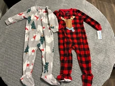 Carters Set 2 Pieces Fleece Footie Pyjamas Size 18 Months 