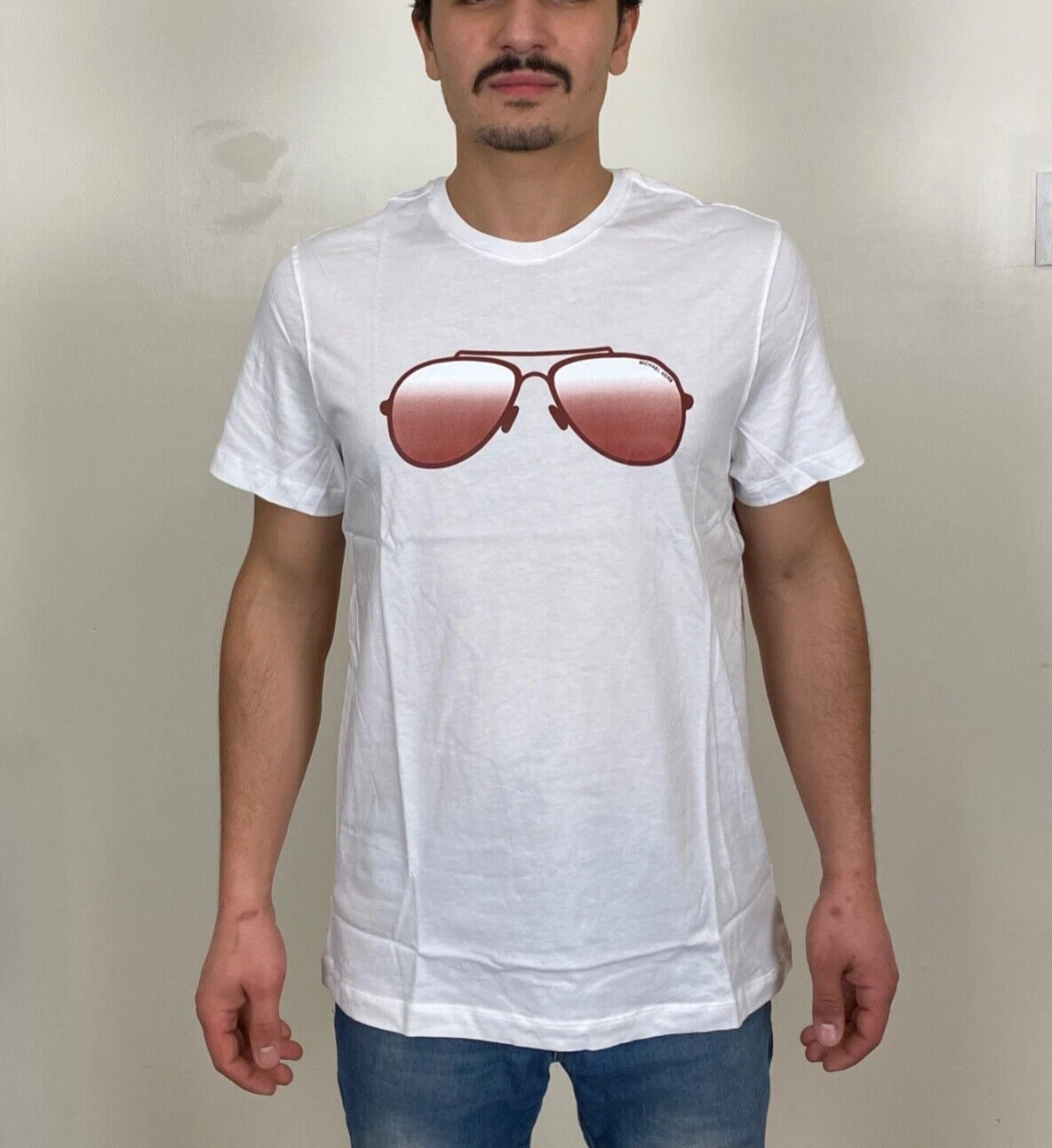 Michael Kors Men's Cotton Sunset Aviator T-Shirt in White,L