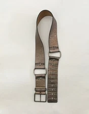 WCM New York Solid Brass Buckle Grommets Metallic Leather Wide Belt L Boho Punk